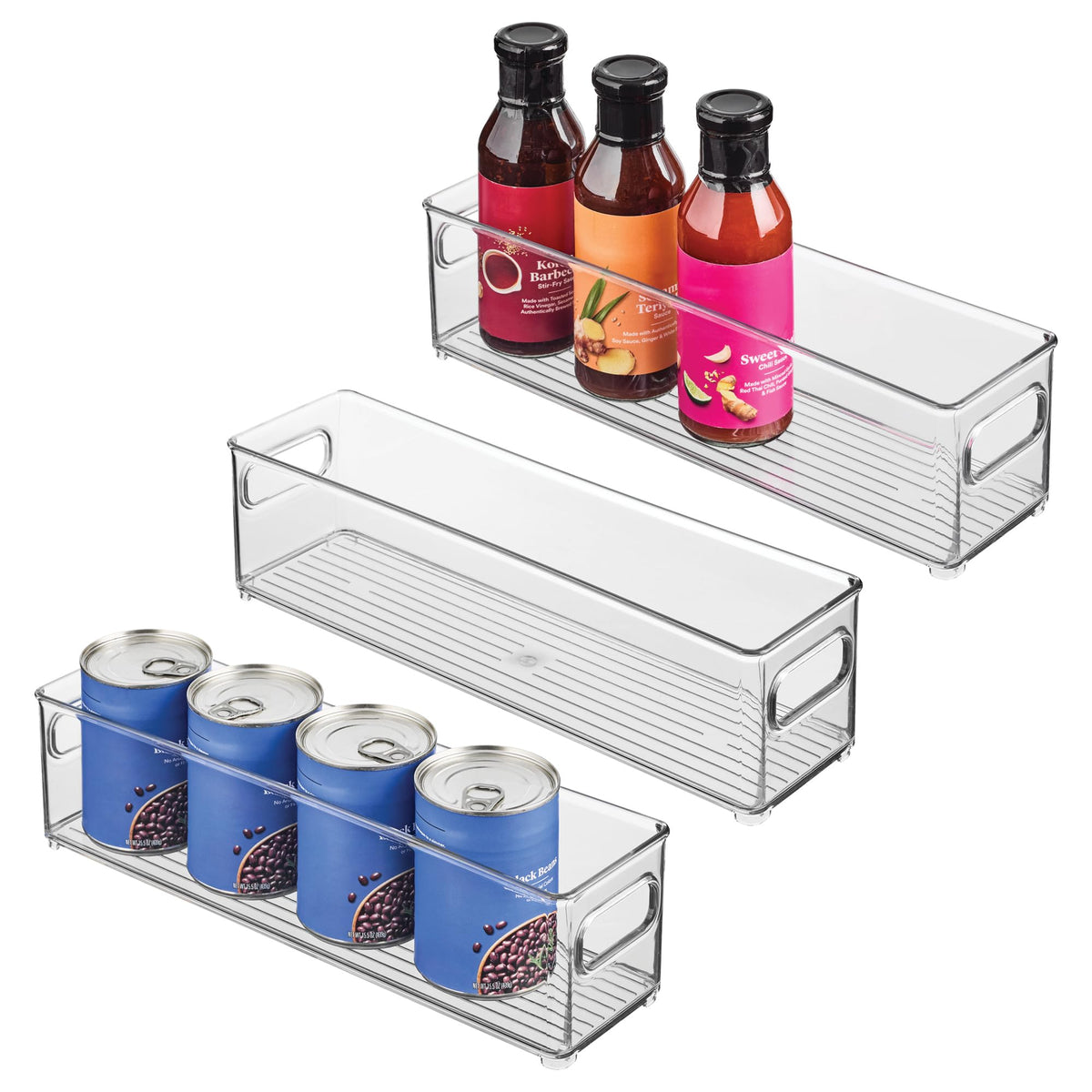 iDesign Stackable Fridge Bin with Handles, Set of 2, Clear