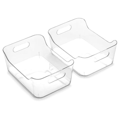 BINO | Plastic Storage Bins, Large - 2 Pack, Clear | THE SOHO COLLECTION | Pantry Organizers and Storage Containers | Fridge Organizer Bins | Kitchen Cabinet Organizer | Medicine Cabinet Bin