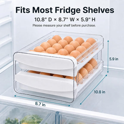 Egg Holder for Fridge, 40-Egg Refrigerator Organizer with Drawers