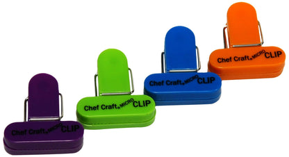 Chef Craft Select Plastic Micro Bag Clips, 4 Piece Set, Purple/Orange/Green/Blue