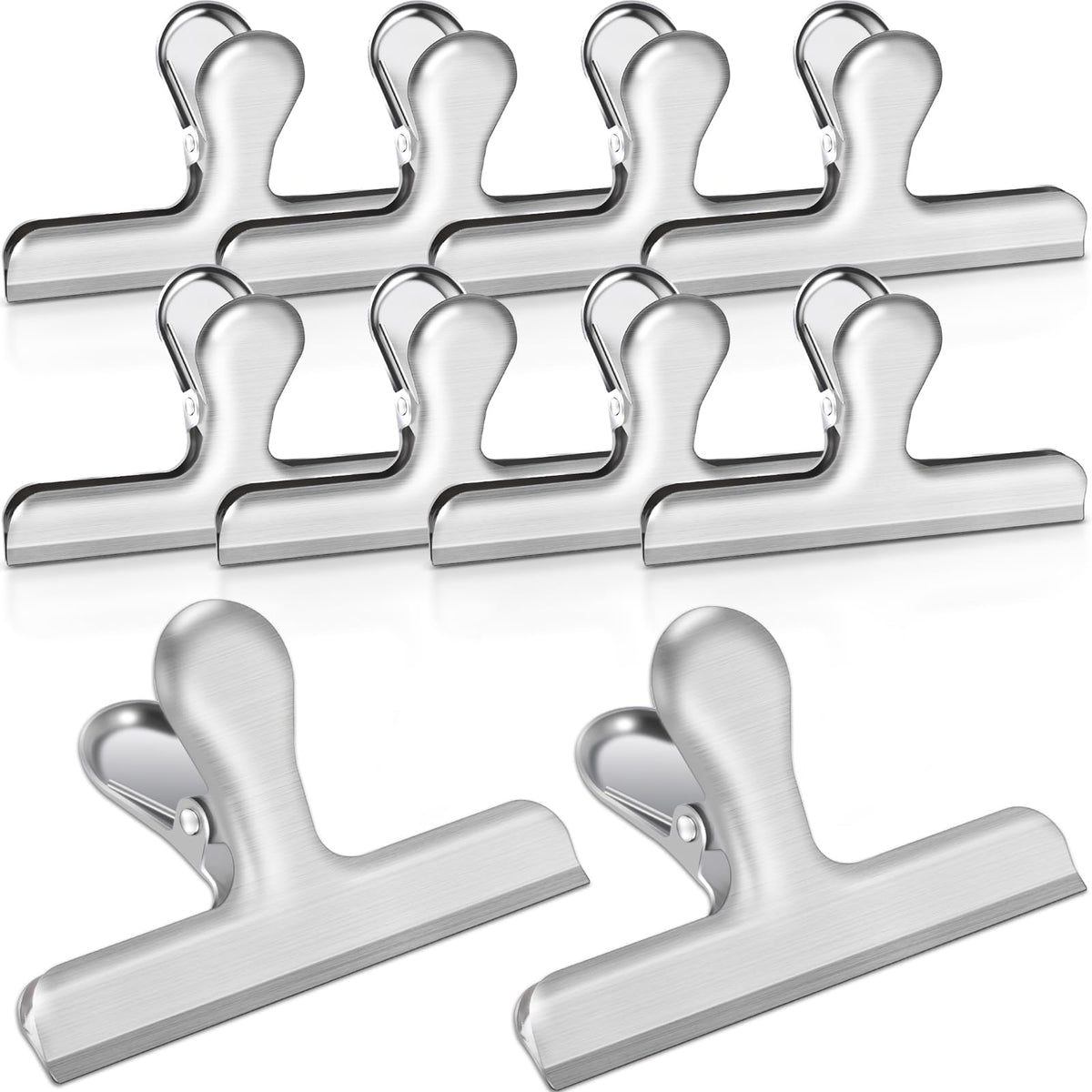 Bag Clips, 10 Pack Stainless Steel Chip Clips for Food, Food Clips Heavy Duty Clamp Clips Kitchen Clips Snack Clips for Office Kitchen Home, Gold