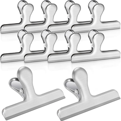 Bag Clips, 10 Pack Stainless Steel Chip Clips for Food, Food Clips Heavy Duty Clamp Clips Kitchen Clips Snack Clips for Office Kitchen Home, Gold