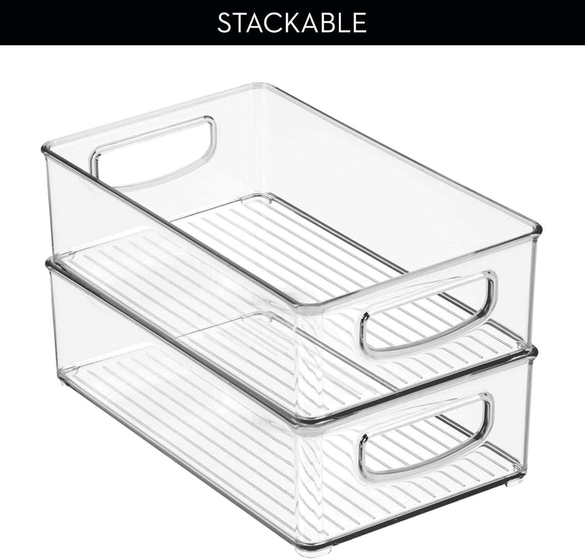 iDesign Stackable Pantry Bin with Handles, Set of 2, Clear