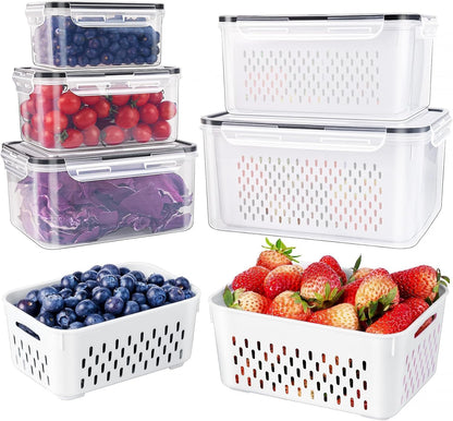 5 PCS Large Fruit storage Containers for Fridge ,Food Storage Containers