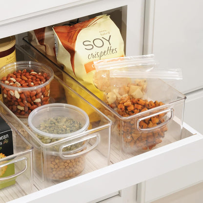 iDesign Plastic Stackable Pantry Bin with Handles, Clear