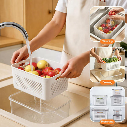 JSCARES Fruit Storage Containers for Fridge with Removable Colander, 6 Pack