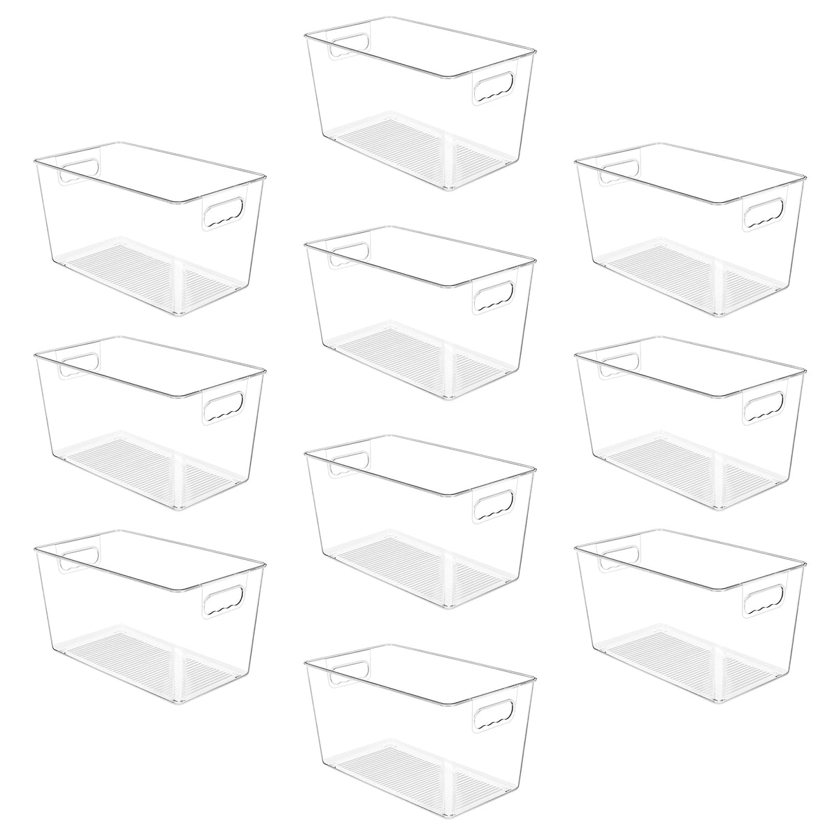 YIHONG Clear Pantry Storage Organizer Bins, 10 Pack Plastic Food Storage Bins with Handle for Kitchen,Refrigerator, Freezer,Cabinet Organization and Storage