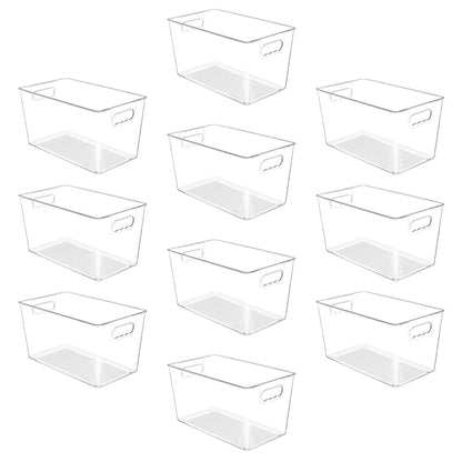 YIHONG Clear Pantry Storage Organizer Bins, 10 Pack Plastic Food Storage Bins with Handle for Kitchen,Refrigerator, Freezer,Cabinet Organization and Storage