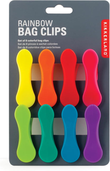 Kikkerland Rainbow Bag Clips (Set of 8), Multicolor