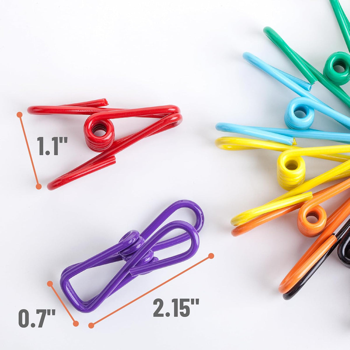 Mr. Pen- PVC-Coated Utility Clips, 2 Inch, 18 Pack, Colorful