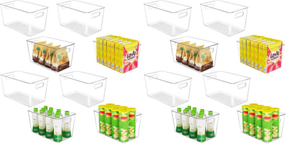 YIHONG Clear Pantry Storage Organizer Bins, 10 Pack Plastic Food Storage Bins with Handle for Kitchen,Refrigerator, Freezer,Cabinet Organization and Storage