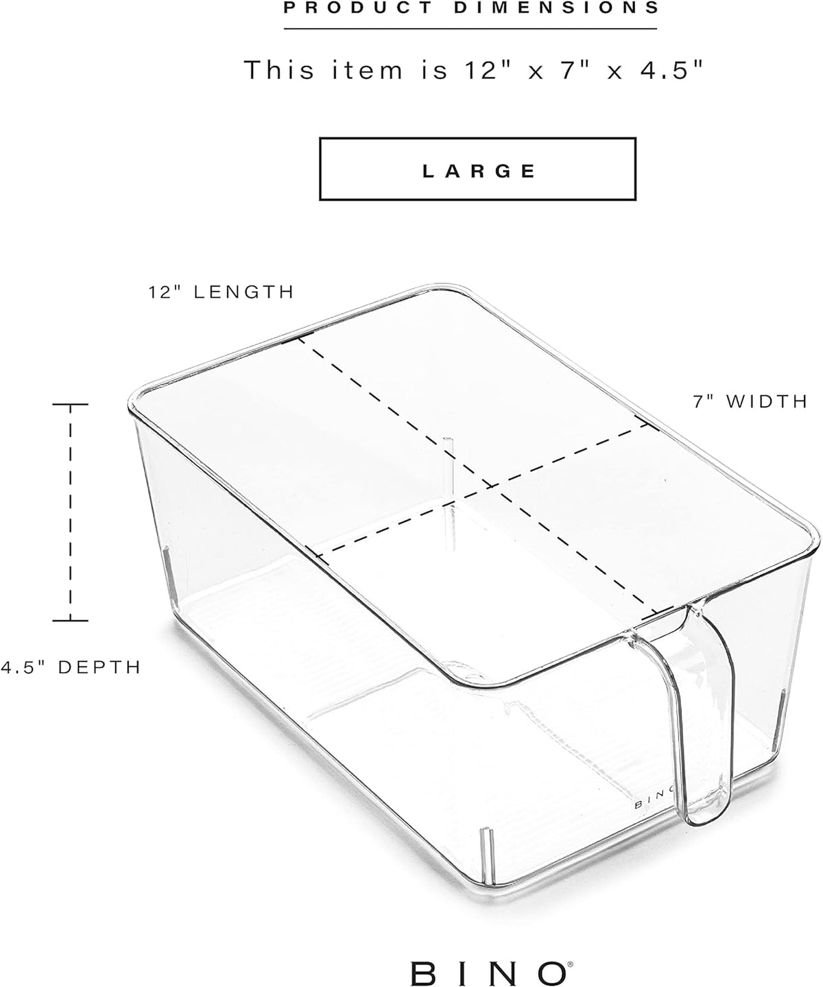 BINO | Clear Storage Organizer | THE HOLDER COLLECTION | Clear Containers for Organizing with Built-in Handles | Pantry Organization and Storage | Fridge Organizer | Smart Storage Bin Cabinet | Large