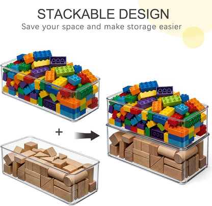 Hudgan 4 Clear Pantry Organizer Bins for Kitchen Drawer, Refrigerator