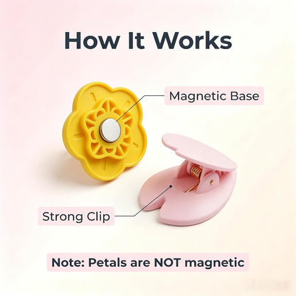 Cherry Blossom Magnetic Bag Clips, Pink Sakura, 1 Flower 5 Clips