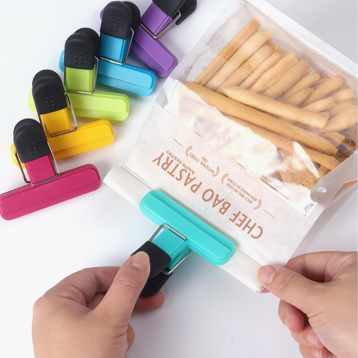 Tamaki 6 Pack Chip Clips, Food Clips, 3 x 2.5 Inch, Assorted Color