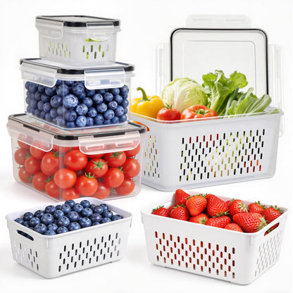 4 PCS Fruit Storage Containers for Fridge, Leakproof Produce Containers