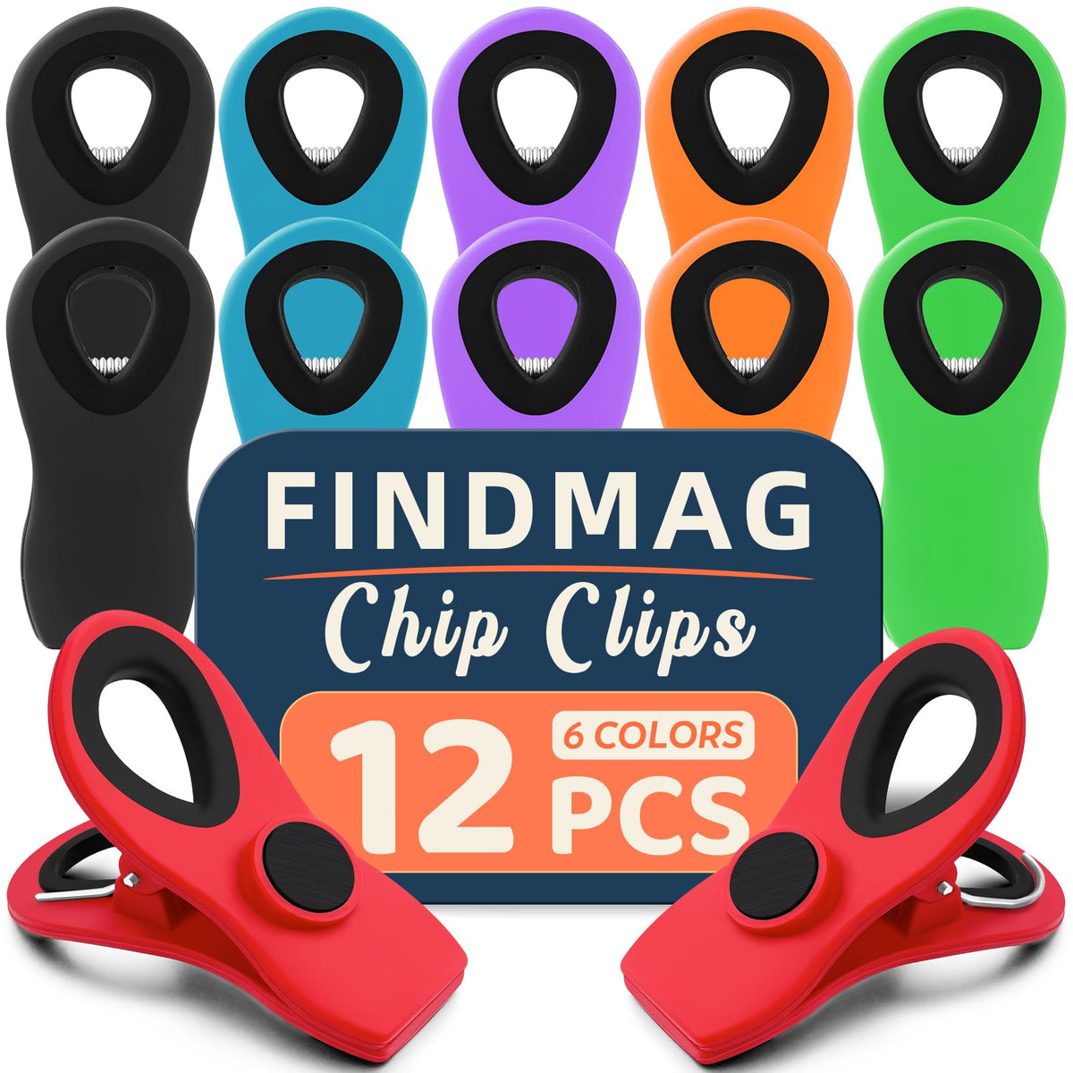 12 Pack Chip Clips, Chip Bag Clips for Kitchen, Black