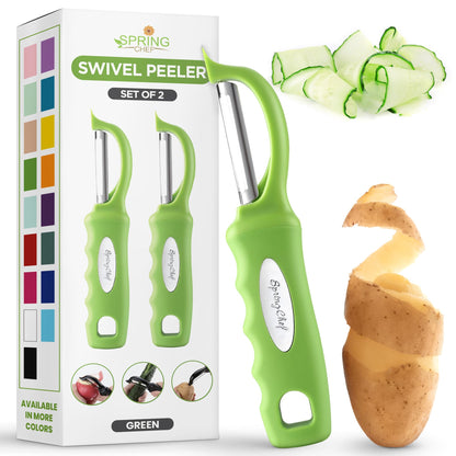 Spring Chef Original Swivel Vegetable Peeler with Soft Grip Handle, Black