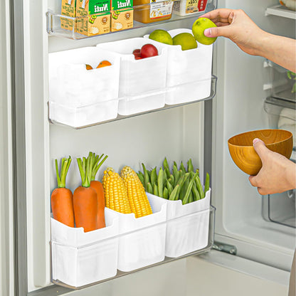 3 Pack Refrigerator Organizer Box with Lid, Plastic Refrigerator Side Door Storage Containers, Space-Saving Organizer Bins for Refrige, Refrige Drawers for Fruit and Vegetable (Clear, S×3)