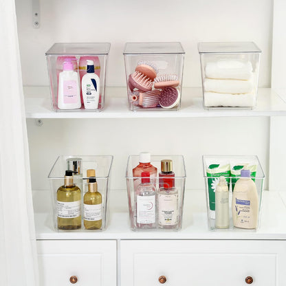Vtopmart 6 Pack Clear Stackable Storage Bins with Lids and Handles, XLarge