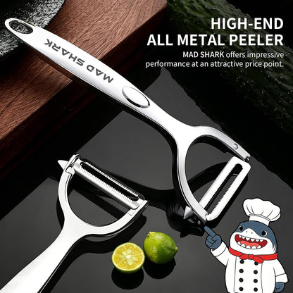 MAD SHARK Vegetable Peeler,Ultra Sharp Y Serrated Blade Peelers for Kitchen
