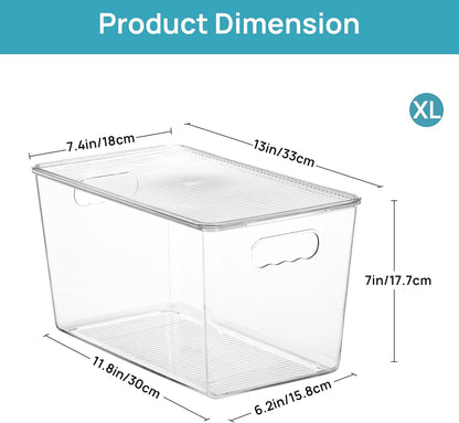 Vtopmart 6 Pack Clear Stackable Storage Bins with Lids and Handles, XLarge