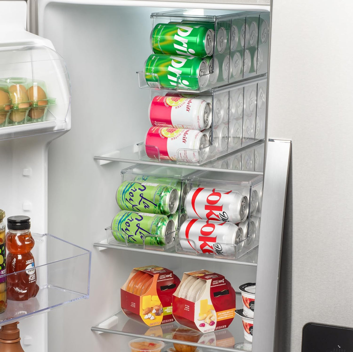 ClearSpace Soda Can Organizer Dispenser for Refrigerator, 12 Can, 2 Pack