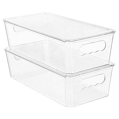 Vtopmart 4pcs Clear Stackable Storage Bins with Lids