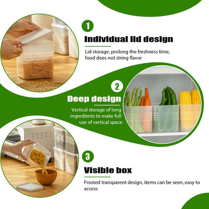 3 Pack Refrigerator Organizer Box with Lid, Plastic Refrigerator Side Door Storage Containers, Space-Saving Organizer Bins for Refrige, Refrige Drawers for Fruit and Vegetable (Clear, S×3)