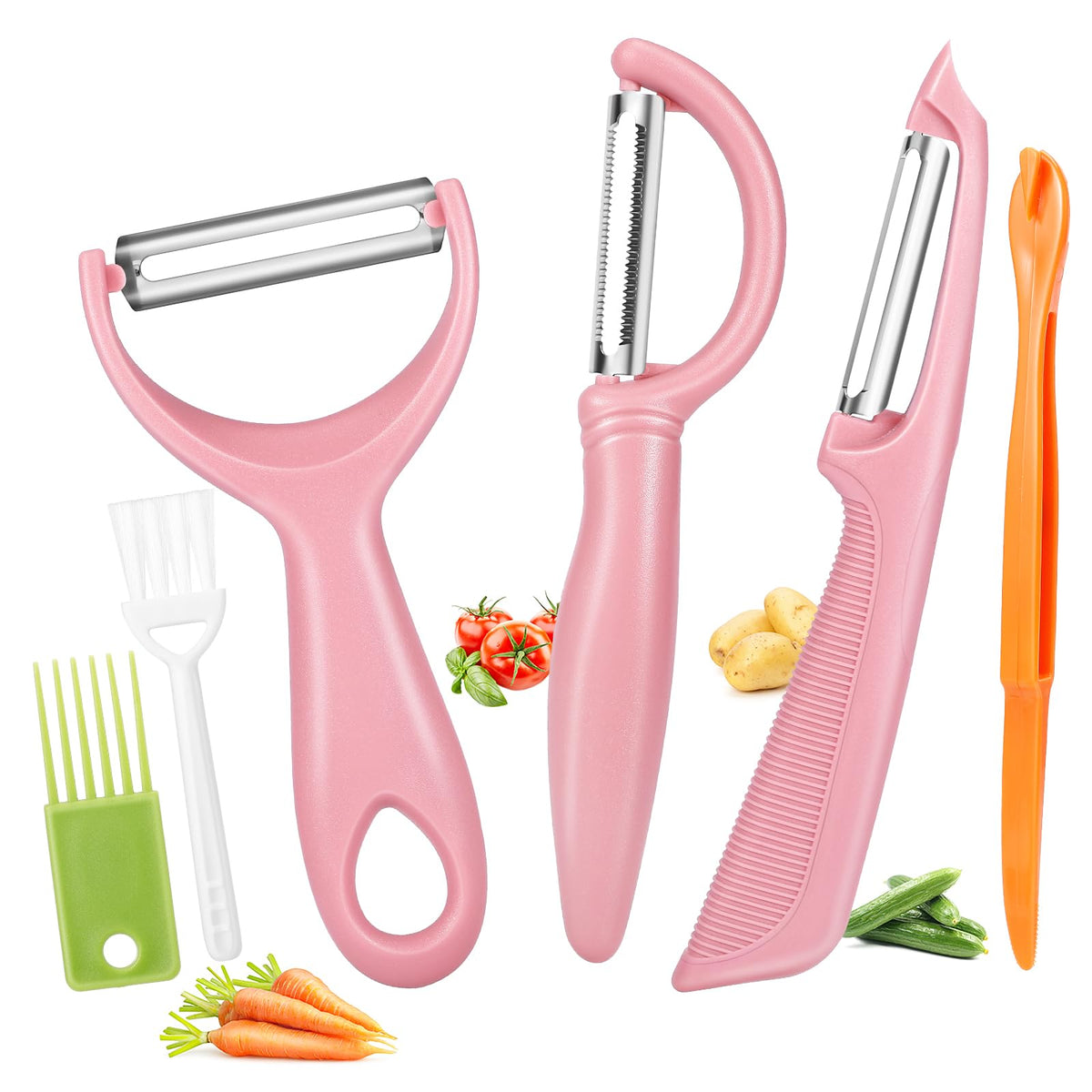 Senbowe Upgrade Potato Peeler for Kitchen, 6PCS Stainless Steel Vegetable Peeler, I and Y Veggie Food Peeler for Apple Fruit Carrot Zucchini Cucumber,Good Grip Makes Peeling Very Easy