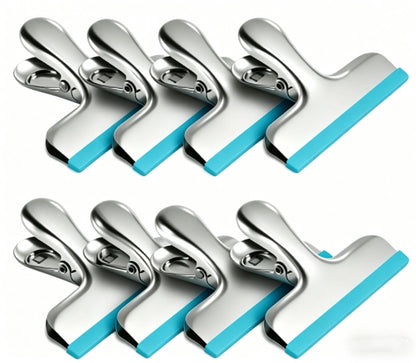 HOUSE AGAIN 12 Pack Stainless Steel Chip Bag Clips Covered with Silicone - NO More Sharp Edges - Color Coded for Food Bags - Air Tight Seal, Heavy Duty for Kitchen and Office, 3 Inches
