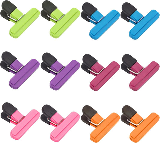 OWLKELA 12 Pcs Chip Clips,3 inch x 2.5 inch, Multicolor
