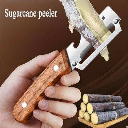 Vegetable Peeler Wooden Handle Sharp Steel Blade with Bottle Opener