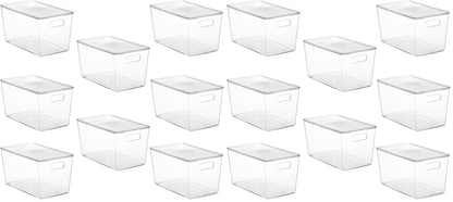 Vtopmart 8 Pack Clear Stackable Storage Bins with Lids and Handles, XLarge
