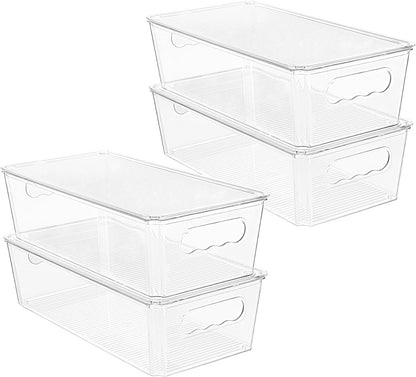 Vtopmart 4pcs Clear Stackable Storage Bins with Lids