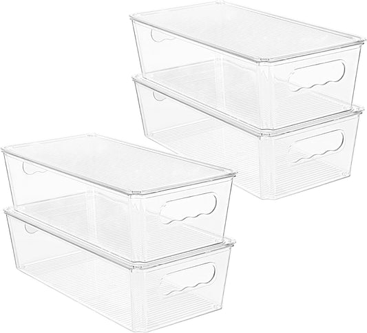 Vtopmart 4pcs Clear Stackable Storage Bins with Lids