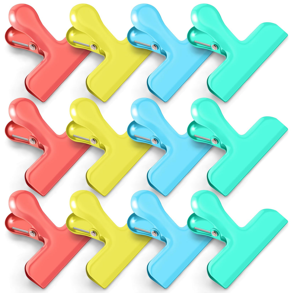 12 Pack Stainless Steel Chip Clips, Bag Clips for Food, Heavy Duty Chip & Bag Clip for Kitchen and Office to Seal Coffee Bags, Paper Sheets, Metal Clip Air Tight Seal-3 Inches (Black)