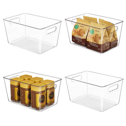 YIHONG Clear Pantry Storage Organizer Bins, 10 Pack Plastic Food Storage Bins with Handle for Kitchen,Refrigerator, Freezer,Cabinet Organization and Storage