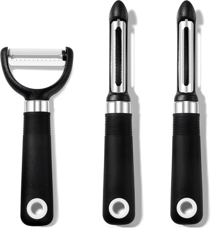 Rainspire 3-Piece Peeler Set, Premium Swivel Vegetable Peeler, Kitchen Gadgets Apple Peeler Potato Peeler Veggie Peeler Fruit Peeler, Dishwasher Safe Kitchen Accessories, Black