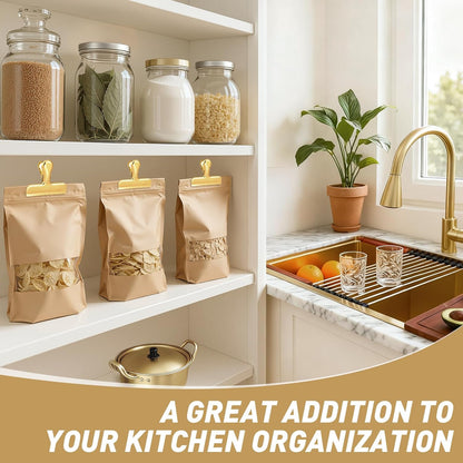 Funfery Chip Clips Bag Clips Gold Stainless Steel Clip for Food Storage