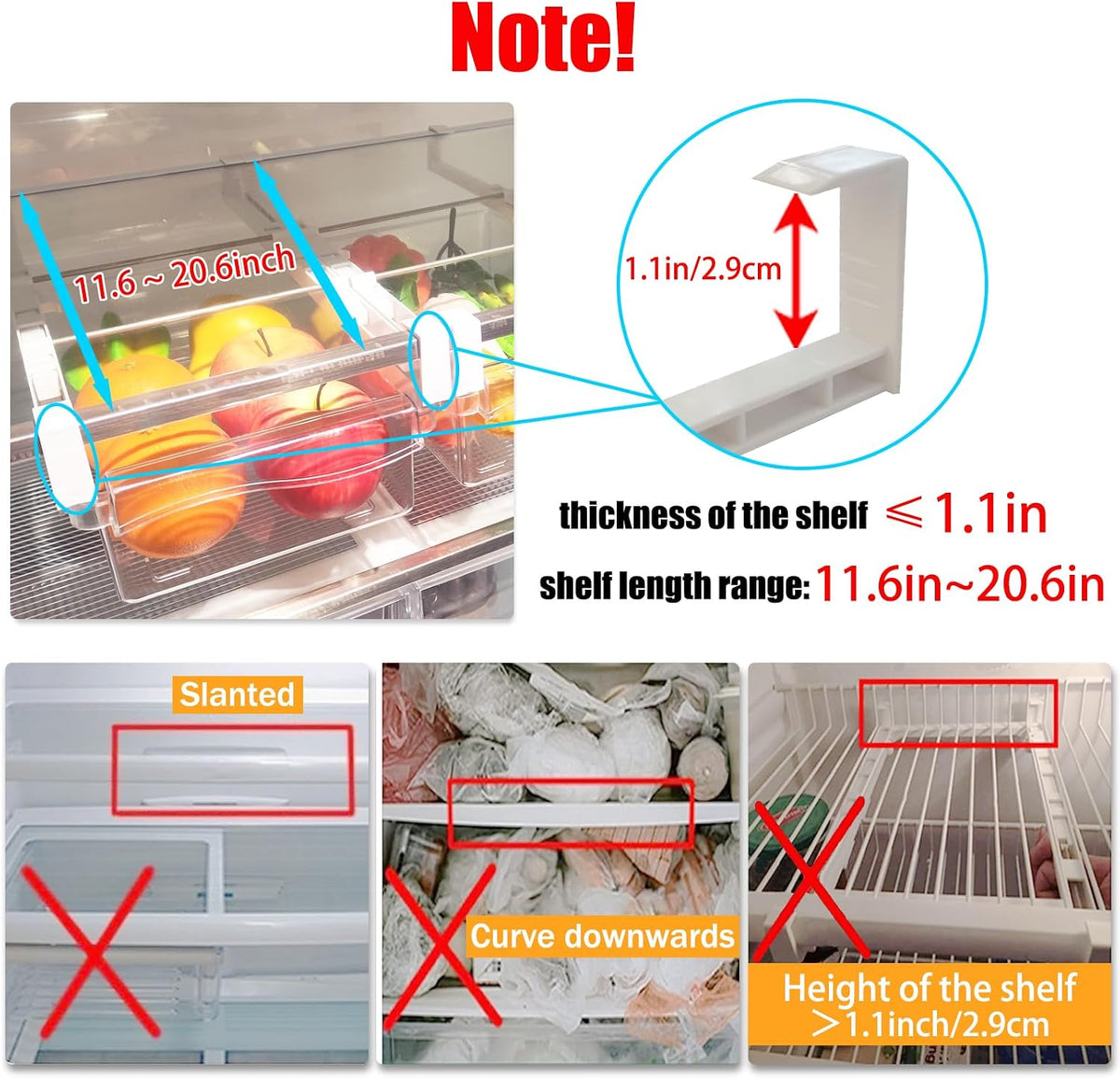 URALFA Fridge Drawer Organizer 2 Pack, Fridge Organizers and Storage