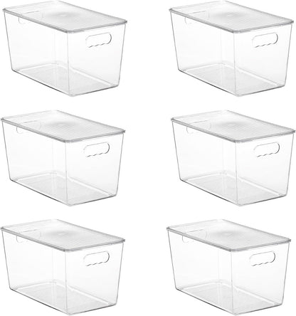 Vtopmart 6 Pack Clear Stackable Storage Bins with Lids and Handles, XLarge