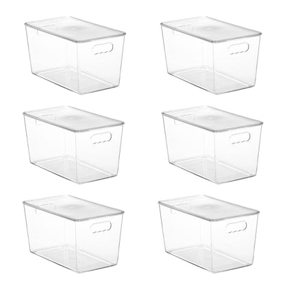 Vtopmart 4 Pack Clear Stackable Storage Bins with Lids and Handles, Large