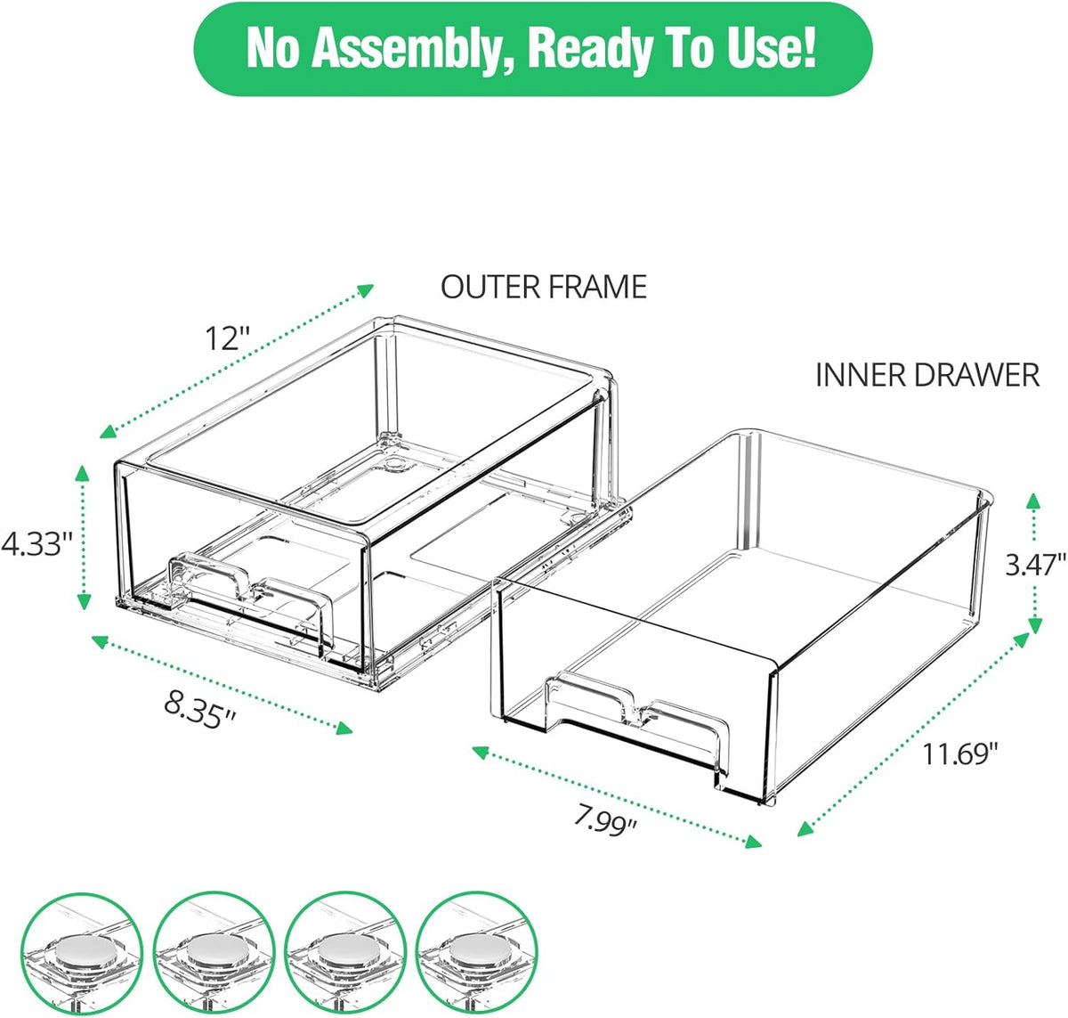 damynuo 2 Pack Fridge Drawer Organizer, Refrigerator Organizers and Storage