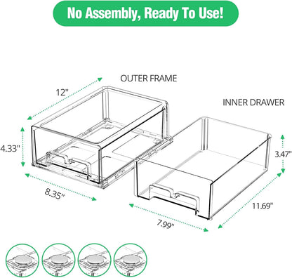 damynuo 2 Pack Fridge Drawer Organizer, Refrigerator Organizers and Storage