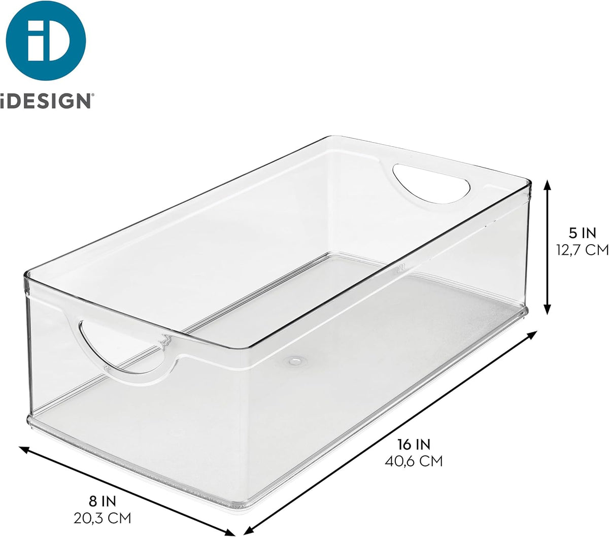 iDesign Stackable Clear Plastic Extra Long Storage Bin