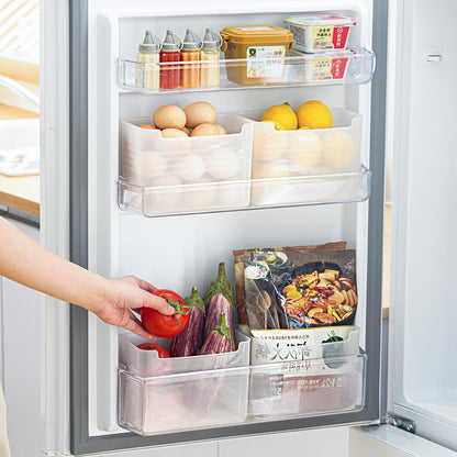 3 Pack Refrigerator Organizer Box with Lid, Plastic Refrigerator Side Door Storage Containers, Space-Saving Organizer Bins for Refrige, Refrige Drawers for Fruit and Vegetable (Clear, S×3)