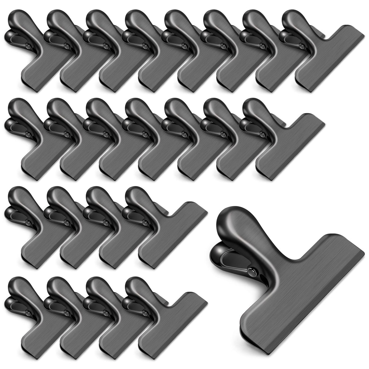 12 Pack Stainless Steel Chip Clips, Bag Clips for Food, Heavy Duty Chip & Bag Clip for Kitchen and Office to Seal Coffee Bags, Paper Sheets, Metal Clip Air Tight Seal-3 Inches (Black)
