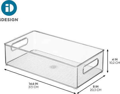 iDesign Stackable Fridge Bin, Clear, Set of 2
