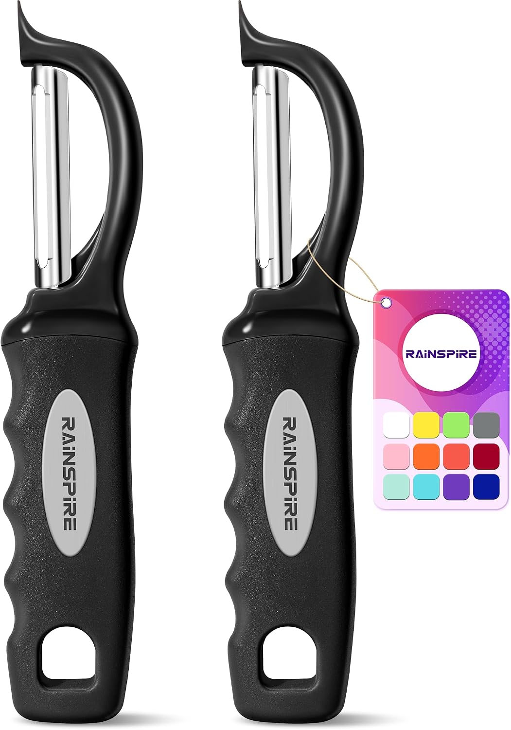Swivel Vegetable Peeler Soft Comfort Handle Sturdy Long-Lasting 2Pcs Black